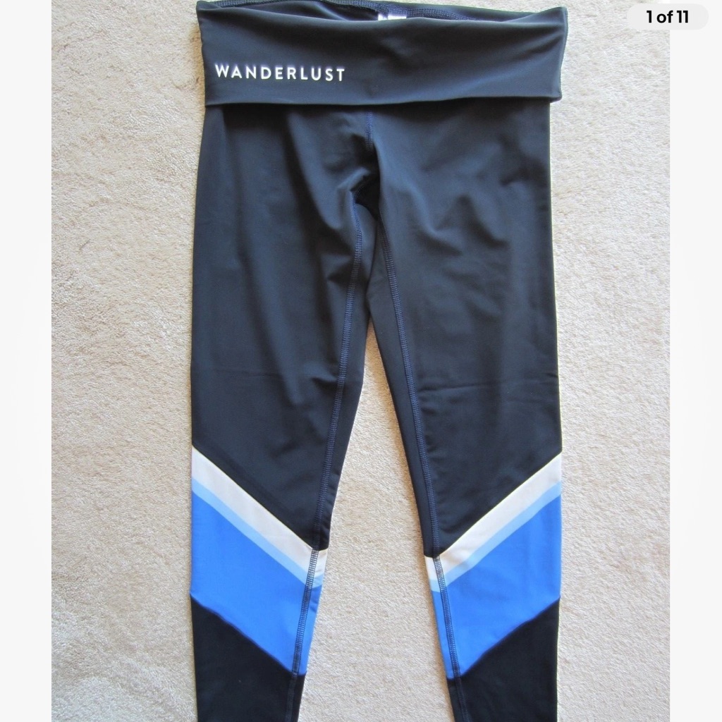 Womens Adidas Wanderlust Fold Over Navy Blue Pants Leggings Active Small S New